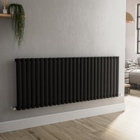 Sorrento Midnight Black Horizontal Oval Designer Radiator 600x1593mm Single Panel 4255 BTU