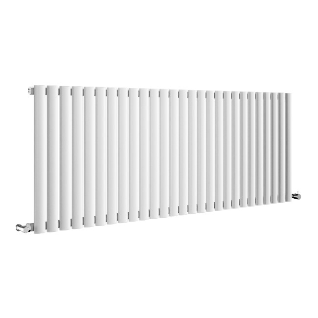 Sorrento White Horizontal Oval Designer Radiator 600x1593mm Single Panel 4255 BTU