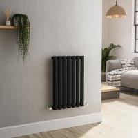 Sorrento Midnight Black Horizontal Oval Designer Radiator 600x413mm Single Panel 1103 BTU