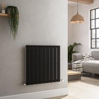 Riace Midnight Black Horizontal Flat Designer Radiator 600x612mm Single Panel 1430 BTU