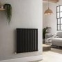 Riace Midnight Black Horizontal Flat Designer Radiator 600x612mm Single Panel 1430 BTU