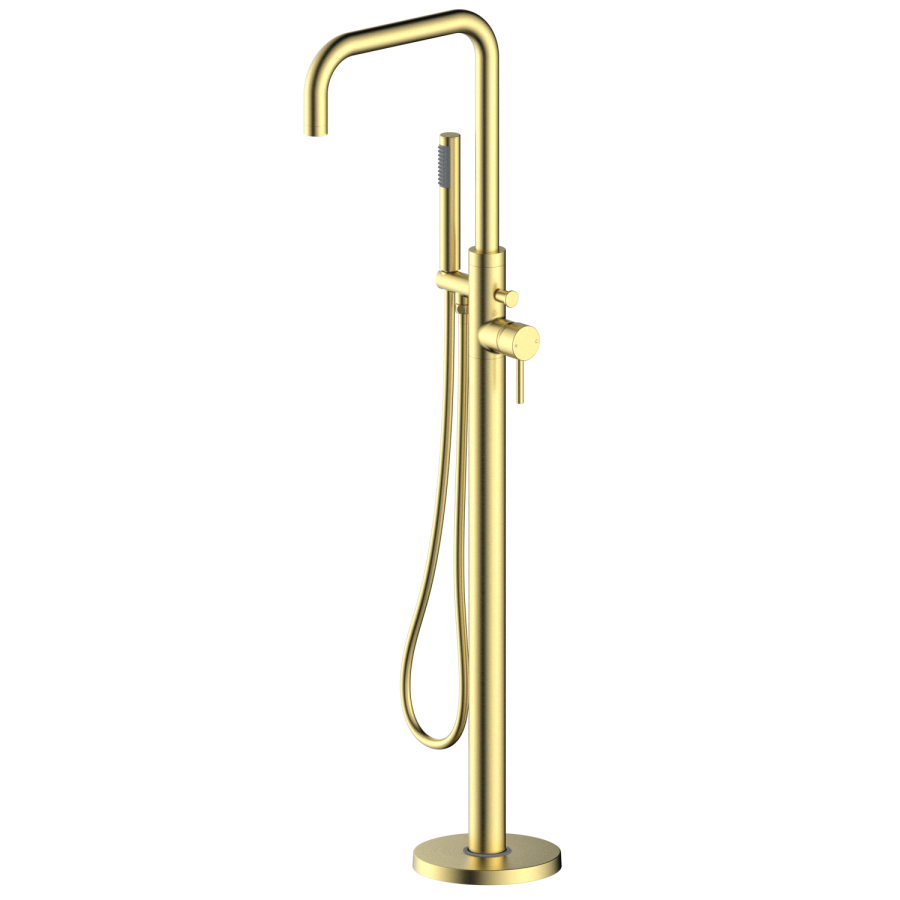 GRADE A1 - Brushed Brass Freestanding Bath Shower Mixer Tap - Lenton