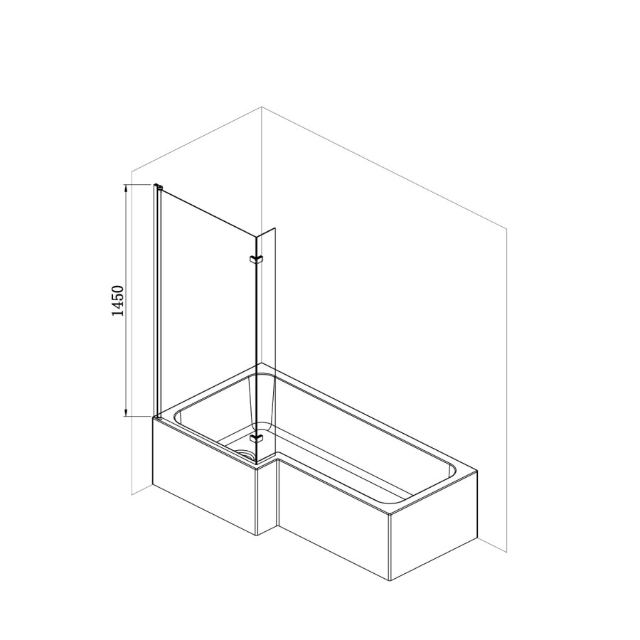 L Shape Left Hand Whirlpool Spa Shower Bath with 14 Whirlpool Jets with Front Panel & Chrome Bath Screen 1700 x 850mm - Lomax