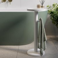 White Round Bath Table 634mm - Lisbon