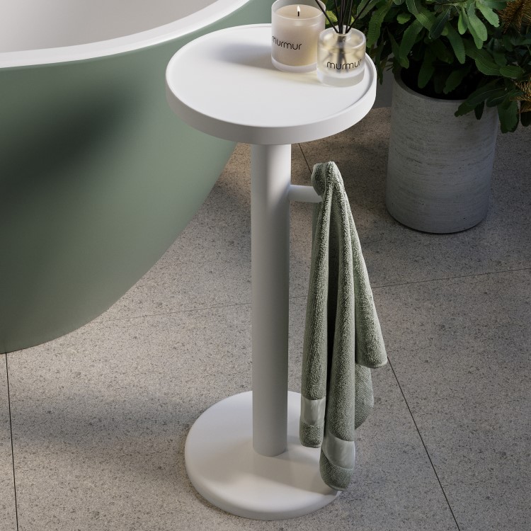 White Round Bath Table 634mm - Lisbon