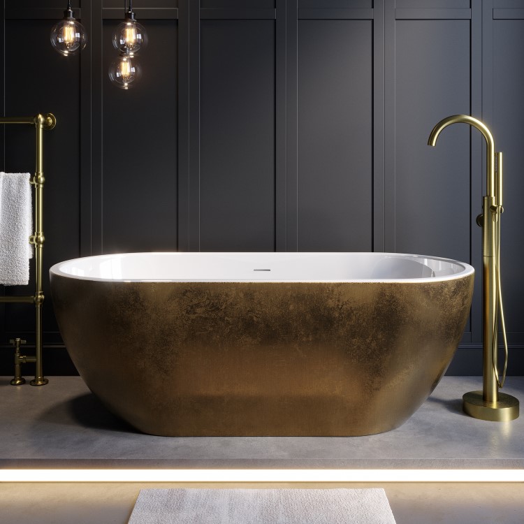 Gold Effect Freestanding Double Ended Bath 1650 x 750mm - Lisbon