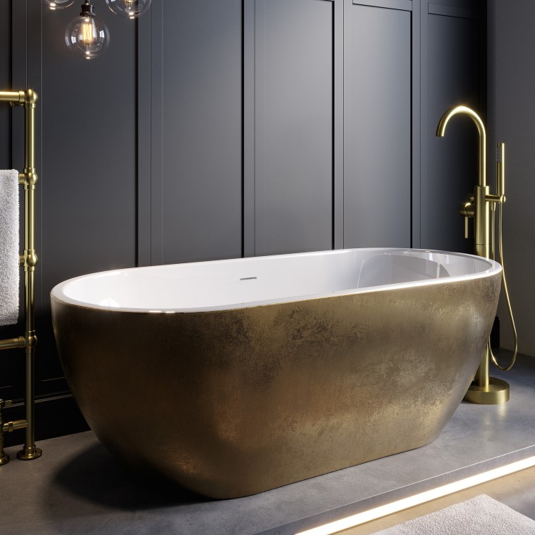 Gold Effect Freestanding Double Ended Bath 1650 x 750mm - Lisbon