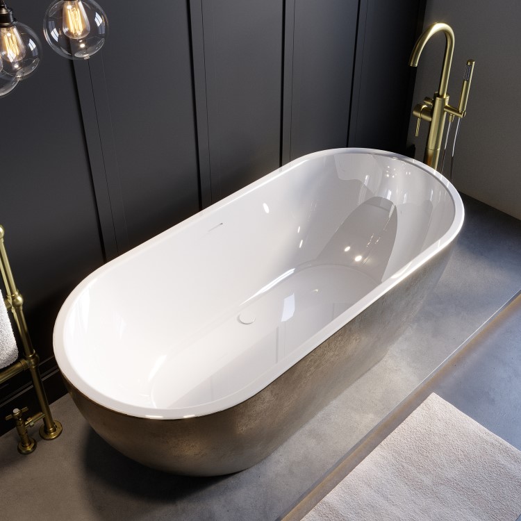 Gold Effect Freestanding Double Ended Bath 1650 x 750mm - Lisbon