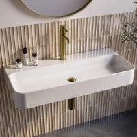 GRADE A1 - White Rectangular Wall Hung Basin 1020mm - Logan