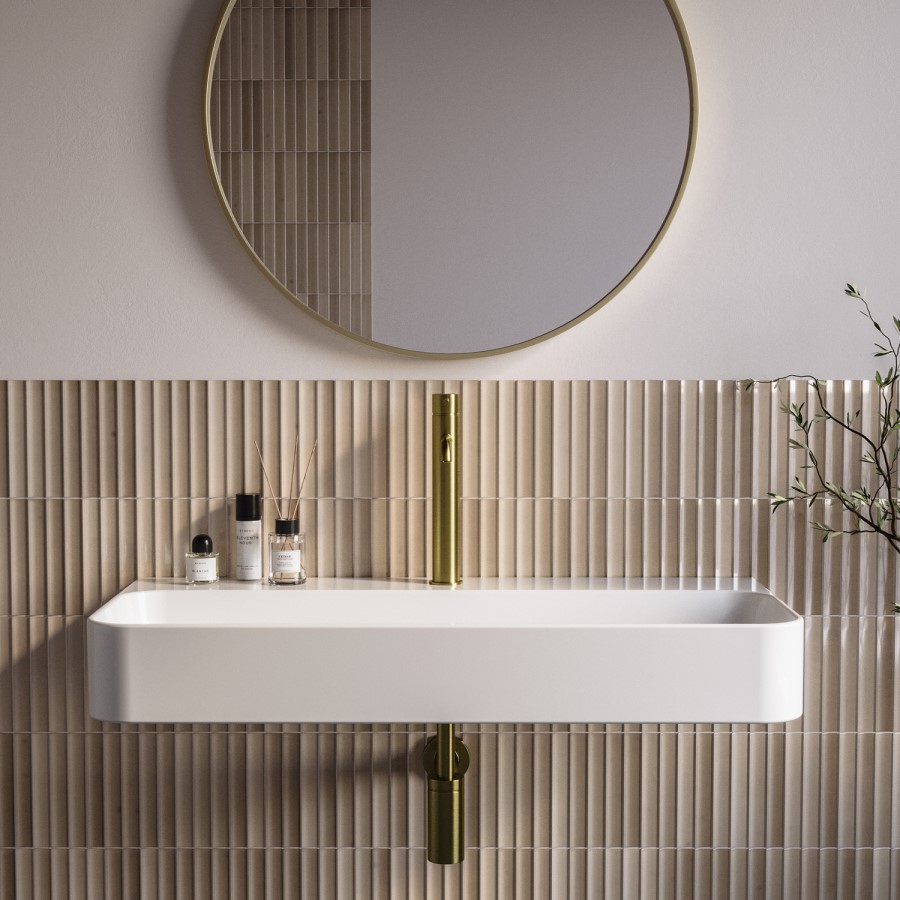 White Rectangular Wall Hung Basin 1020mm - Logan