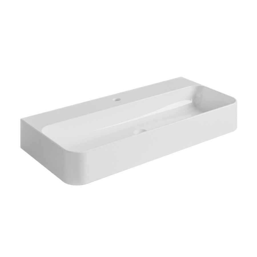 GRADE A1 - White Rectangular Wall Hung Basin 1020mm - Logan