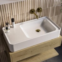 GRADE A1 - White Rectangular Countertop Basin 765mm - Logan