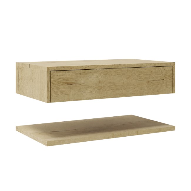 800mm Wood Effect Wall Hung Countertop Vanity Shelves - Lugo