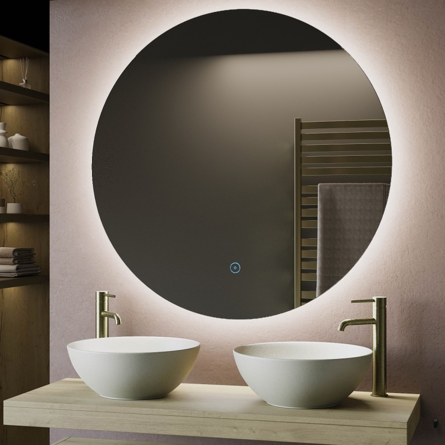 Round Backlit Heated Bathroom Mirror with Lights 1000mm - Luna