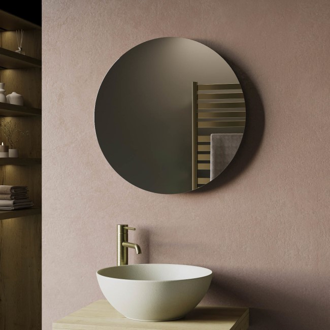 Round Backlit Bathroom Mirror with Battery Operated Lights 600mm - Luna