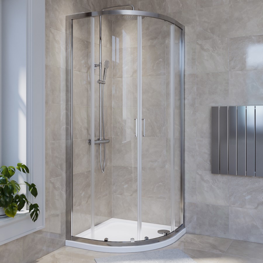 Chrome 4mm Glass Quadrant Shower Enclosure 800mm- Lyra