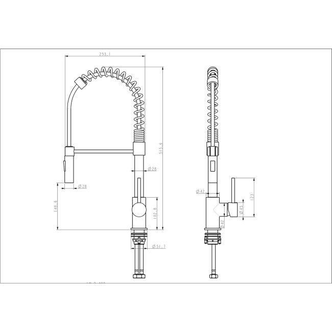 Malvern Single Lever Monobloc Pull Out Dual Spray Kitchen Tap - Brushed Brass