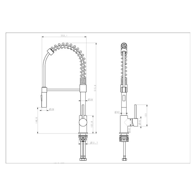 Malvern Single Lever Monobloc Pull Out Dual Spray Kitchen Tap - Chrome