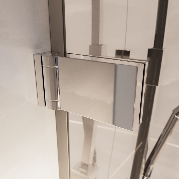 GRADE A1 - Chrome 8mm Fluted Glass Hinged Shower Door 800mm Left Hand - Matira