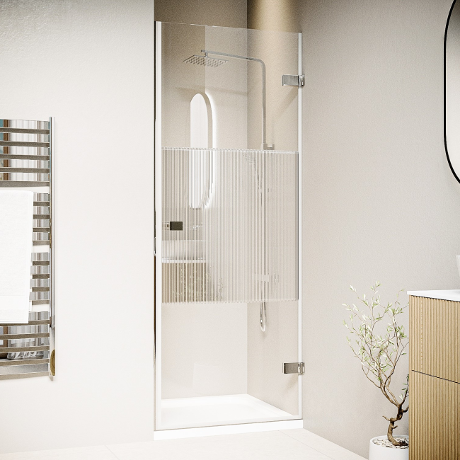 900mm Fluted Glass Left Hand Hinged Shower Door 8mm Glass - Matira