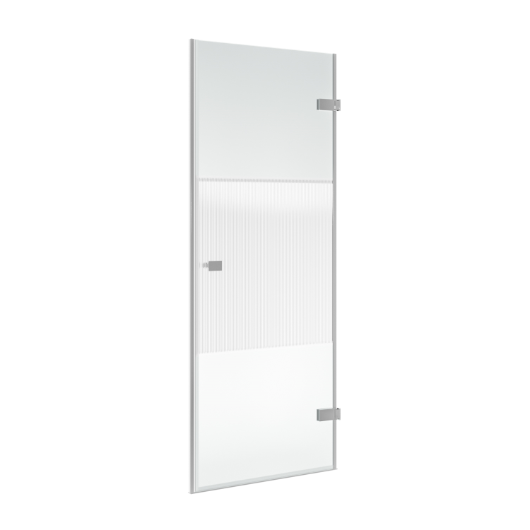 GRADE A1 - Chrome 8mm Fluted Glass Hinged Shower Door 800mm Left Hand - Matira