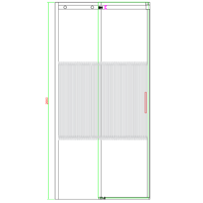 1000mm Fluted Glass Right Hand Sliding Shower Door 8mm Glass - Matira