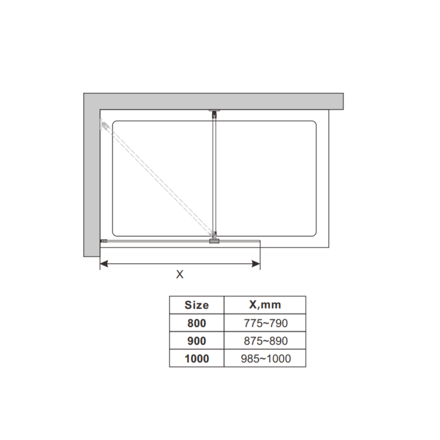 800mm Fluted Glass Shower Screen for Wetroom & Walk In Shower - Matira