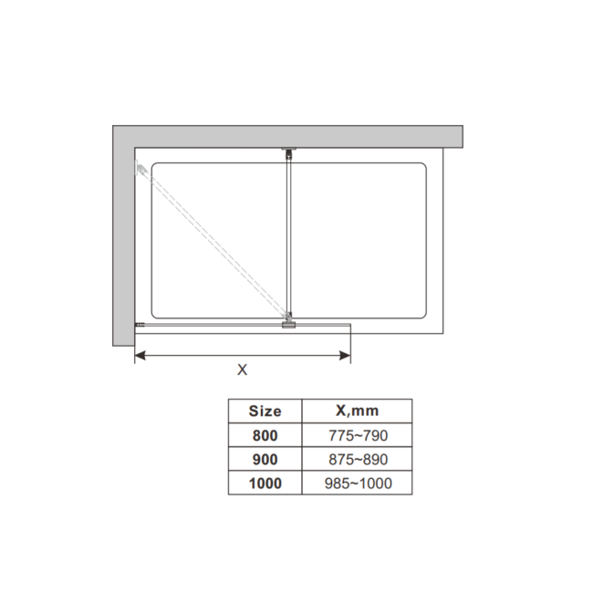 900mm Fluted Glass Shower Screen for Wetroom & Walk In Shower - Matira