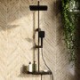 Black Thermostatic Mixer Shower Set with Push Button & Shelf - Mika