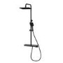 GRADE A1 - Black Thermostatic Mixer Shower Set with Push Button & Shelf - Mika