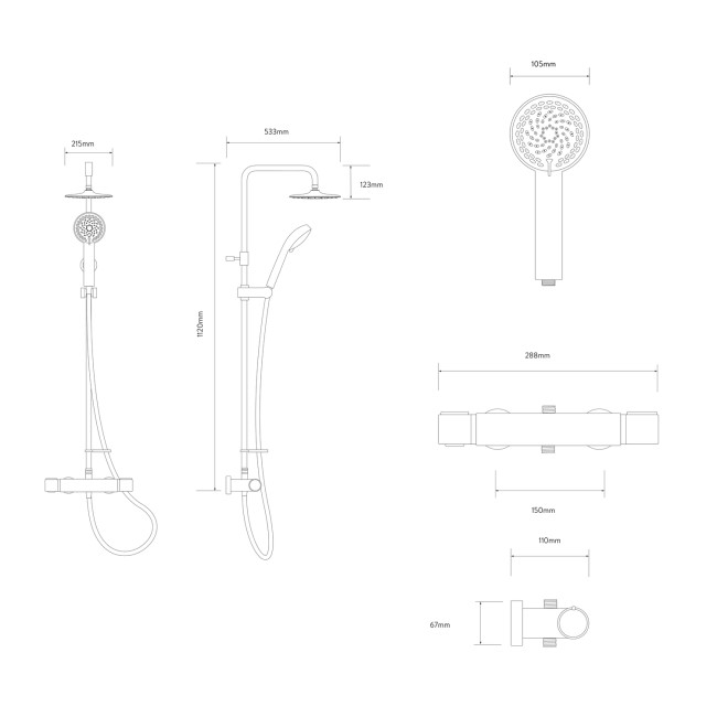 Aqualisa Midas 110 Chrome Exposed Thermostatic Mixer Shower Set