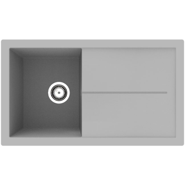 Single Bowl Grey Composite Kitchen Sink with Reversible Drainer- Rocklite Milton 860x500mm