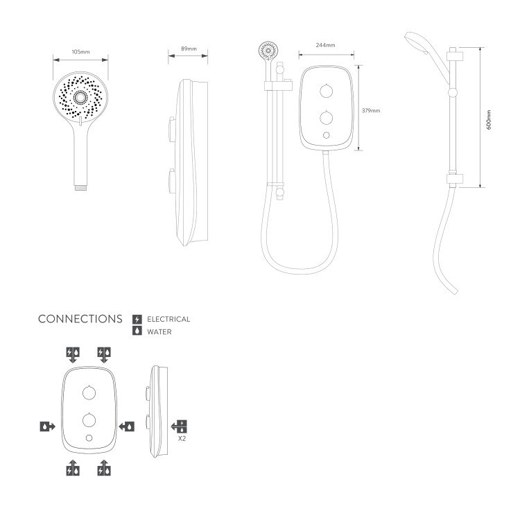 Aqualisa eMOTION 10.5kW Grey Electric Shower