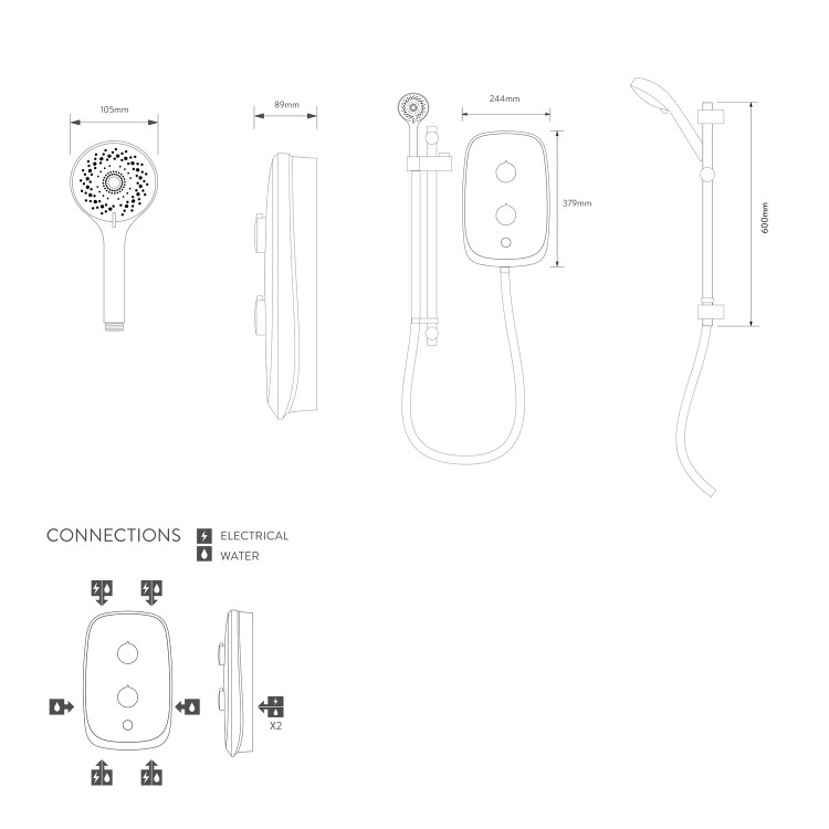 Aqualisa eMOTION 9.5kW Grey Electric Shower