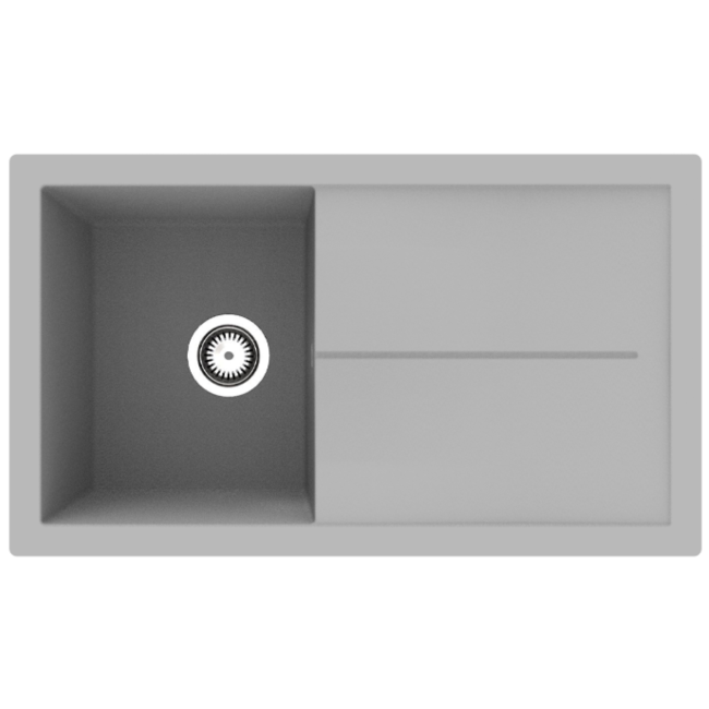 Single Bowl Grey Composite Kitchen Sink with Reversible Drainer- Rocklite Milton 1000x500mm