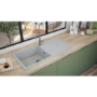 Single Bowl Grey Composite Kitchen Sink with Reversible Drainer- Rocklite Milton 1000x500mm