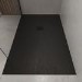 1000x800mm Rectangular Shower Tray with Grate - Black Stone Resin Slate Effect - Sileti