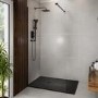 1200x800mm Rectangular Shower Tray with Grate - Black Stone Resin Slate Effect - Sileti