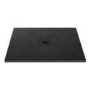 800x800mm Square Shower Tray with Grate - Black Stone Resin Slate Effect - Sileti