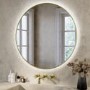 GRADE A1 - Round Brass Backlit Heated Bathroom Mirror with Lights 800mm – Orion