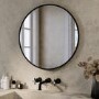 Round Black Backlit Heated Bathroom Mirror with Lights 600mm – Orion