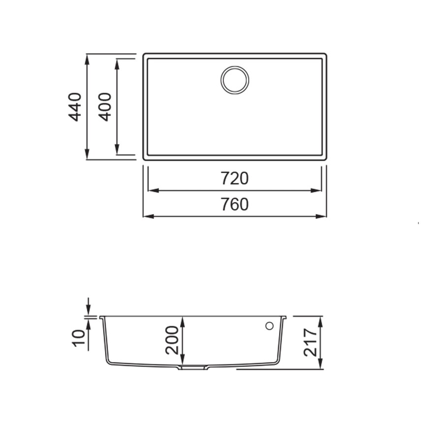 Rangemaster Oridian 760 Single Bowl Undermount White Granite Kitchen Sink