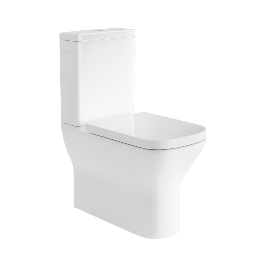 GRADE A1 - Close Coupled Rimless Closed Back Toilet with Soft Close Seat - Palma