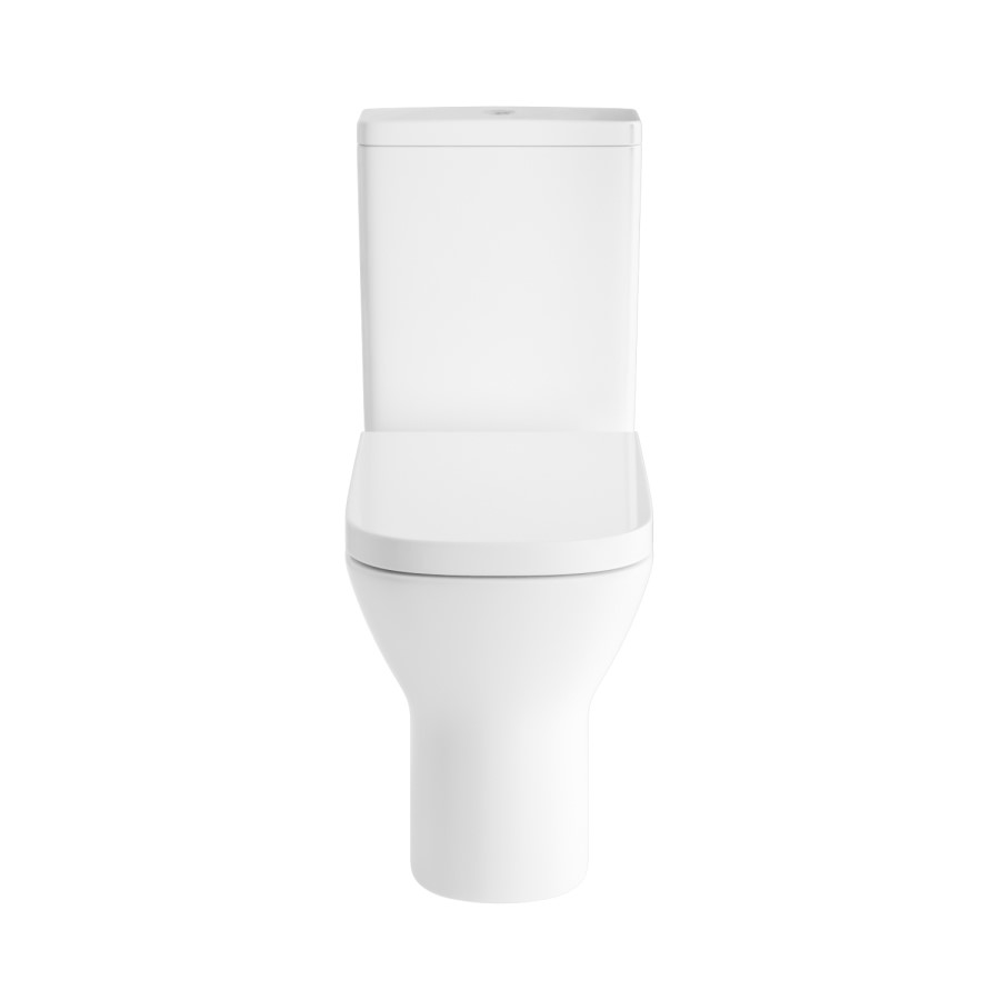 GRADE A1 - Close Coupled Rimless Closed Back Toilet with Soft Close Seat - Palma