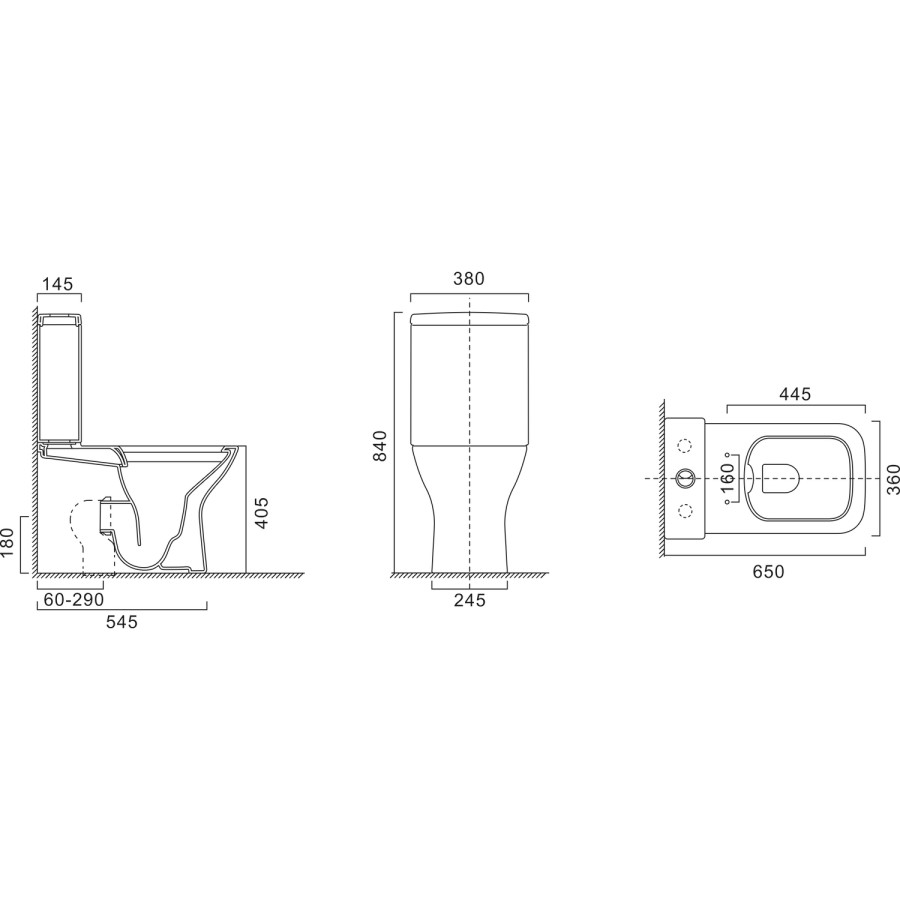 GRADE A1 - Close Coupled Rimless Closed Back Toilet with Soft Close Seat - Palma