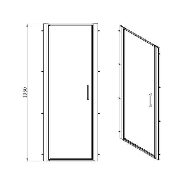 GRADE A1 - Black 900mm Hinged Shower Door - Pavo