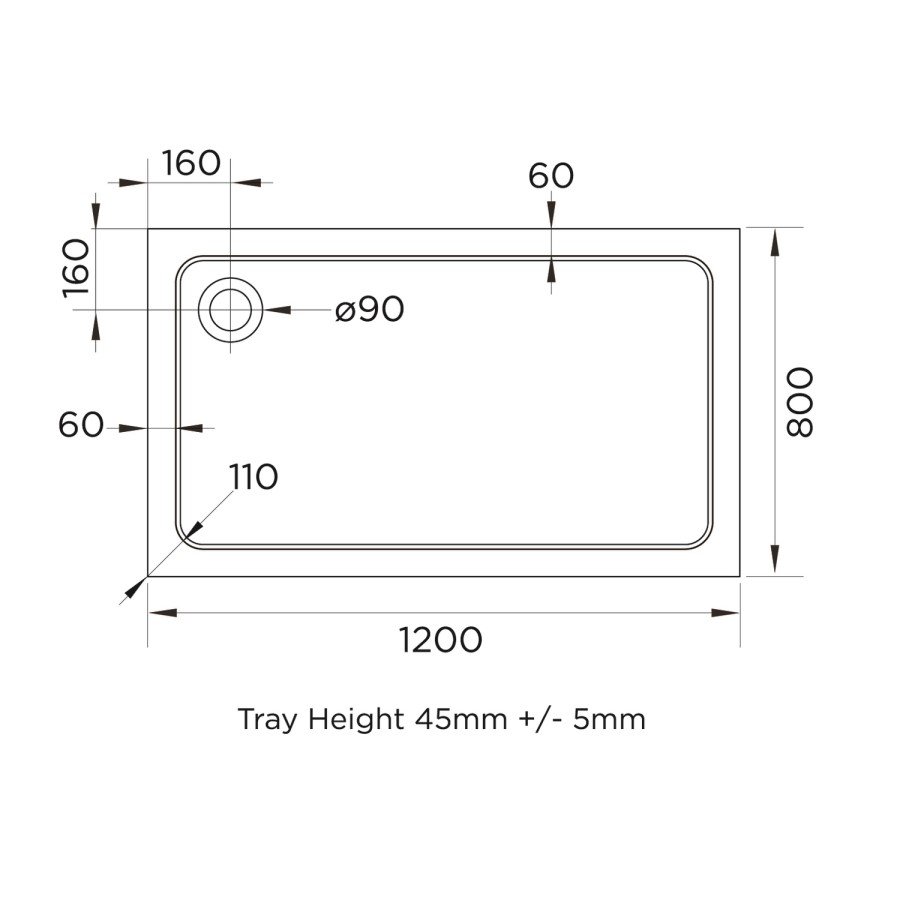 1200x800mm White Acrylic Capped Stone Resin Rectangular Shower Tray  - Pearl