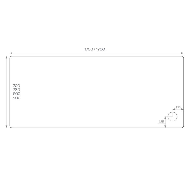 1700x800mm Rectangular Shower Tray - Non-Slip White Acrylic Stone Resin - Pearl