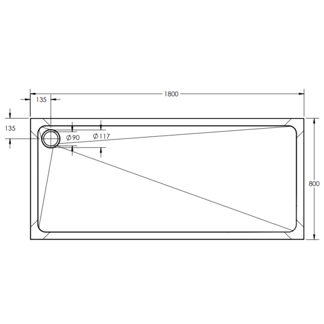 GRADE A2 - 1800x800mm Rectangular Shower Tray - White Acrylic Stone Resin - Pearl