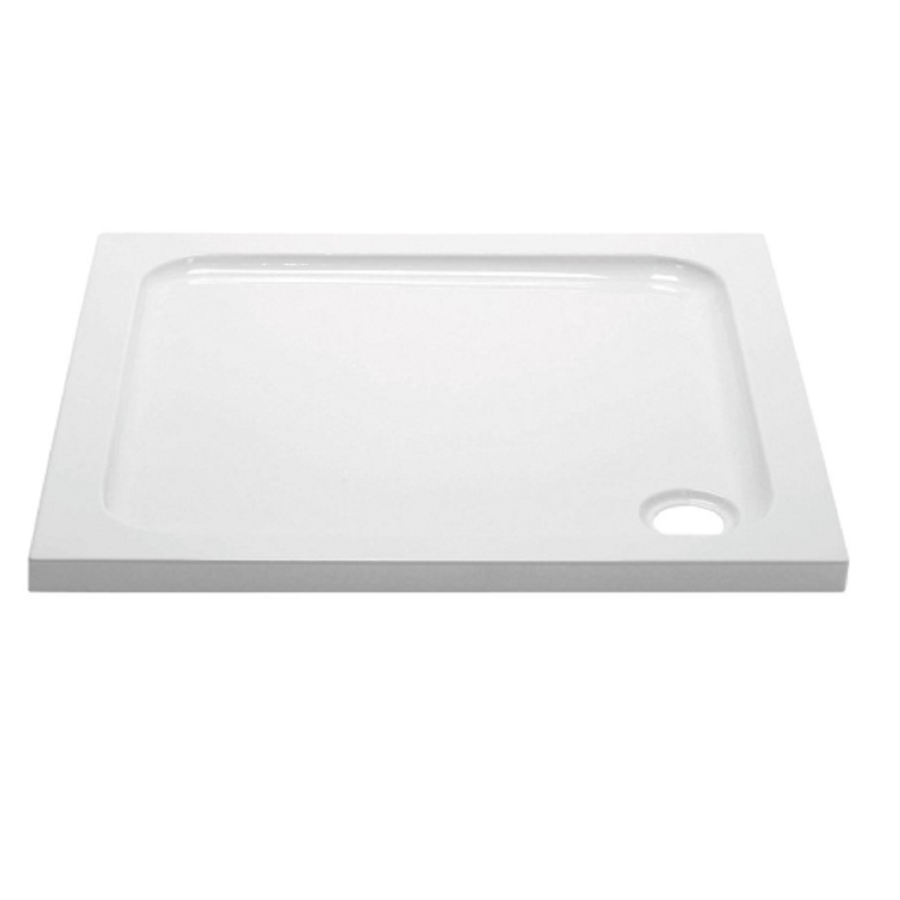 800mm Square Shower Tray - Non-Slip White Acrylic Stone Resin - Pearl